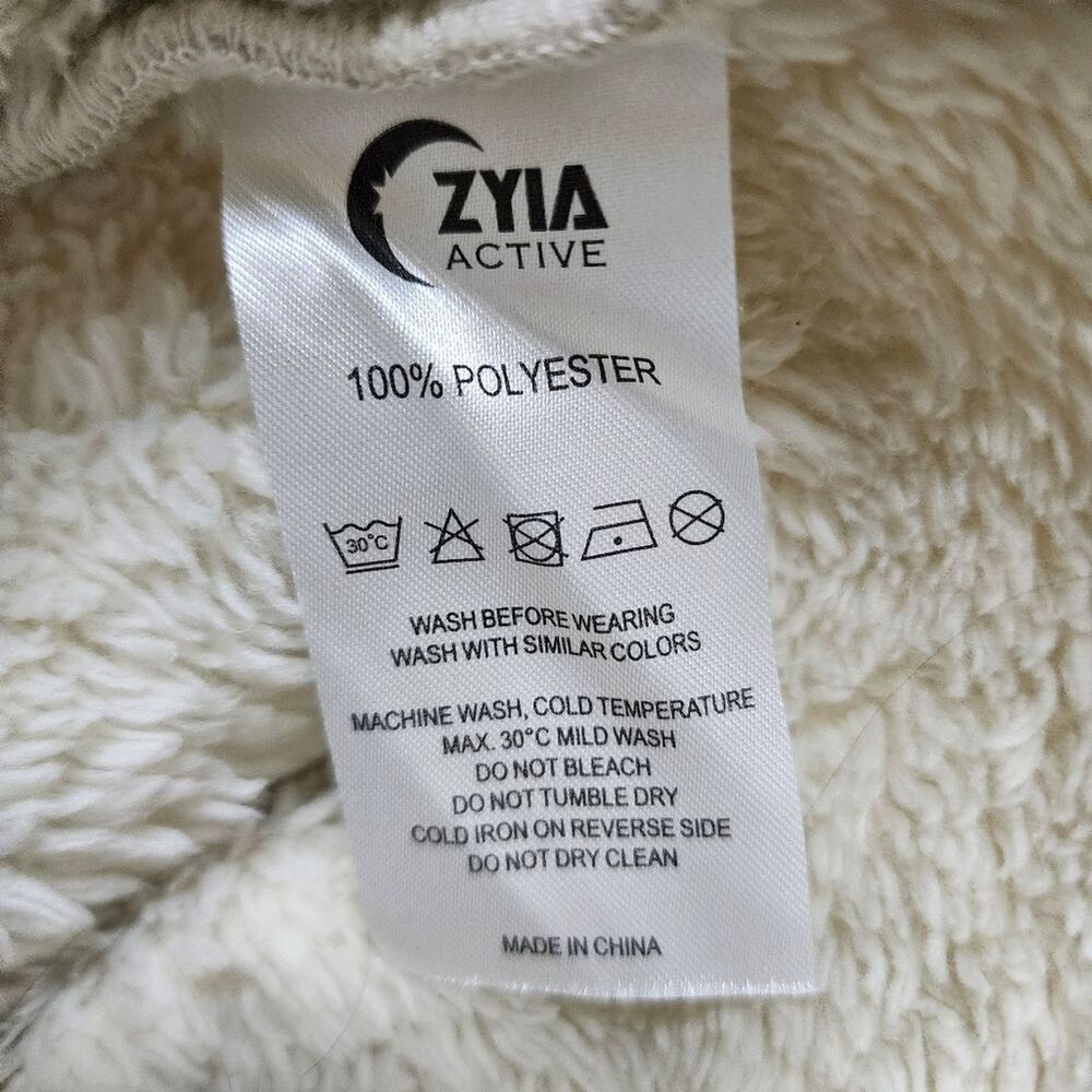 Zyia Womens Sherpa Teddy Jacket Cream 1/4 Zip Pocket Size Small Active Outdoor - Picture 12 of 12
